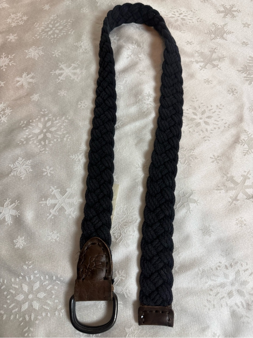 Vintage Y2K Abercrombie Fitch Navy Braided Rope Belt 33 Moose Preppy D Ring